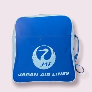 Vintage 1970’s Japan Airlines Blue White JAL Flight Travel Shoulder Bag